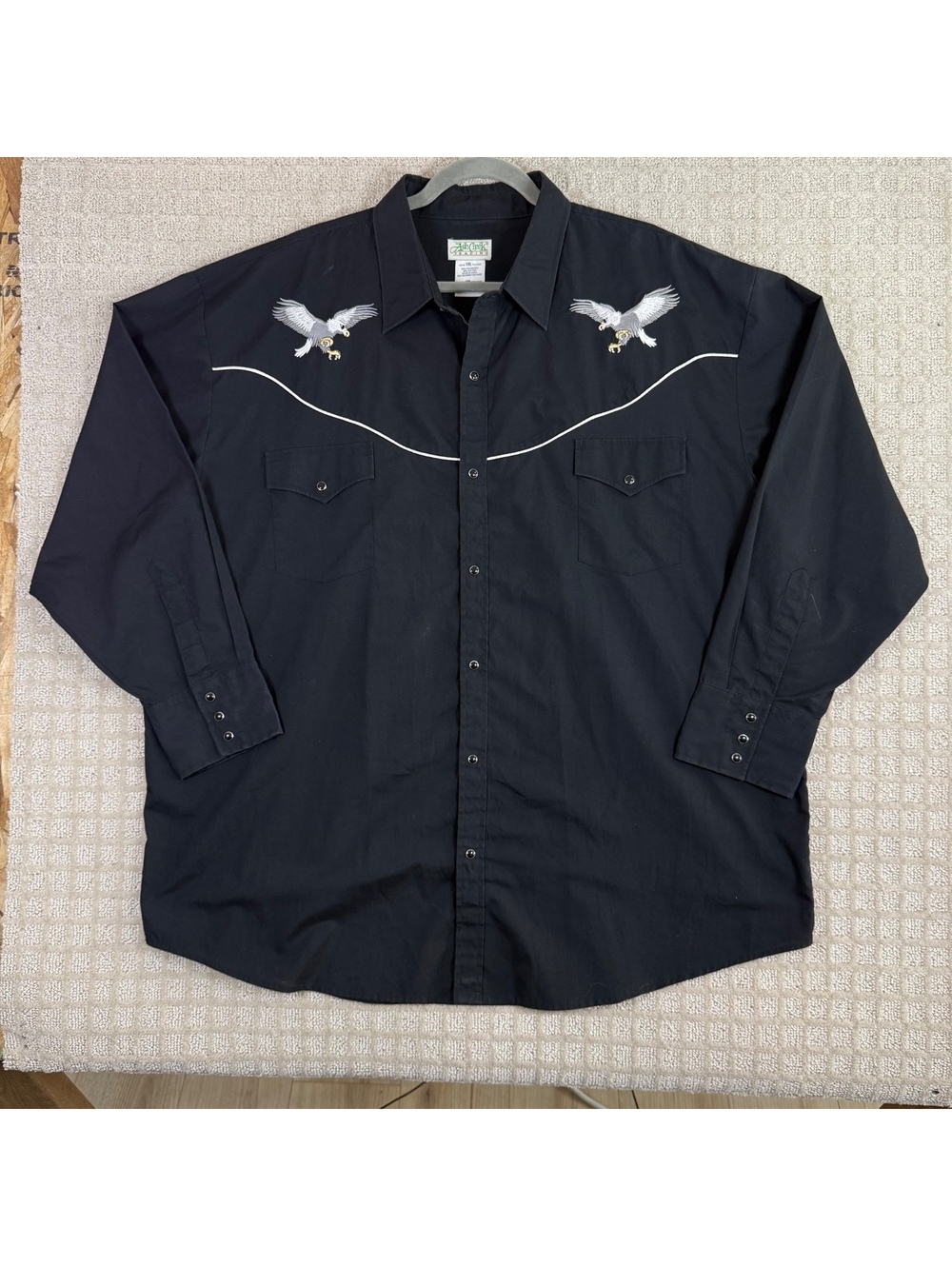 Vintage Ash Creek Eagle Western Pearl Snap Shirt Black XL